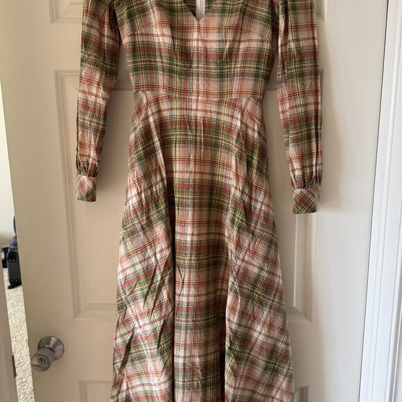 Elegant Plaid V-Neck Maxi Dress - Picture 6 of 7